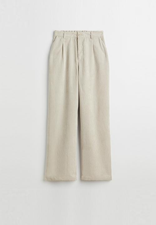 H&M - Wide corduroy trousers - light beige