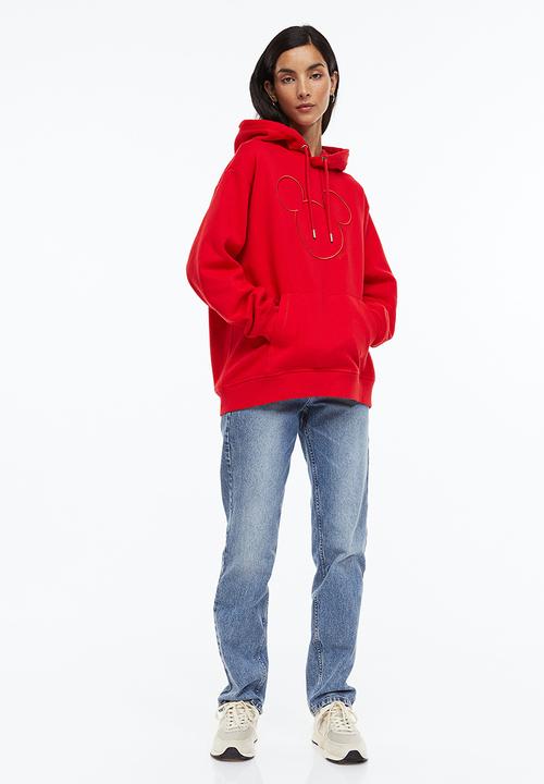 H&M - Motif-front hoodie - red/mickey mouse