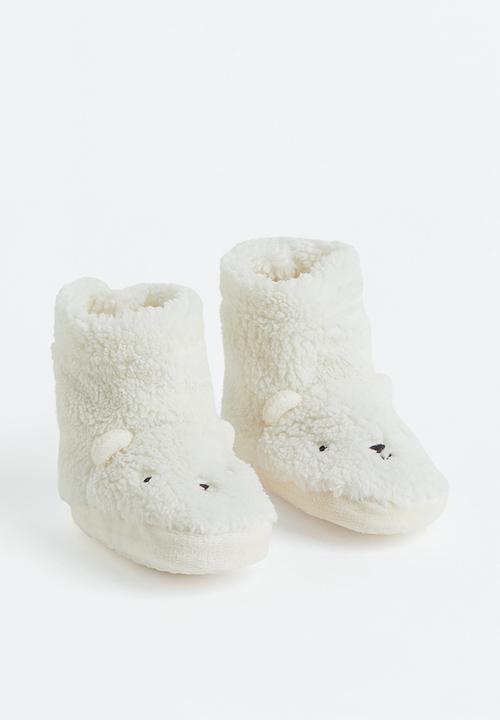H&M - Fluffy slippers - white/bear