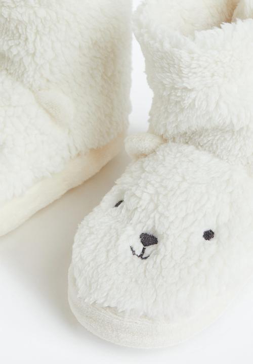 H&M - Fluffy slippers - white/bear