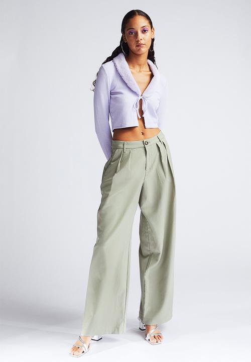 H&M - Cropped tie-front cardigan - light purple