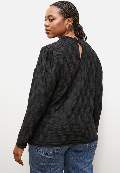 edit - Jacquard textured top - black
