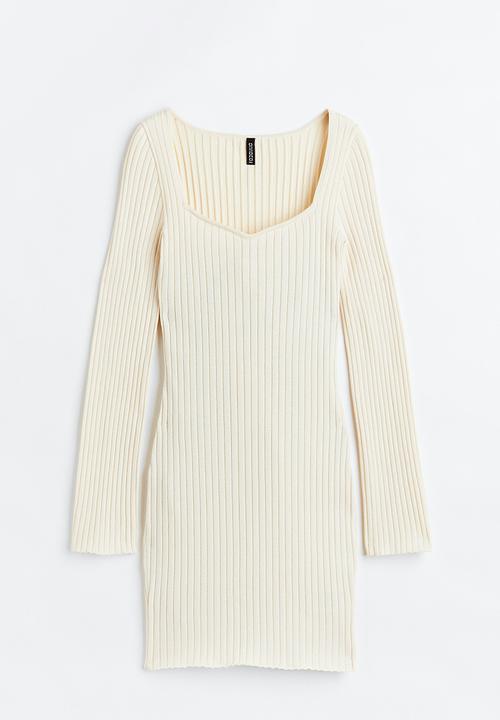 H&M - Rib-knit bodycon dress - cream