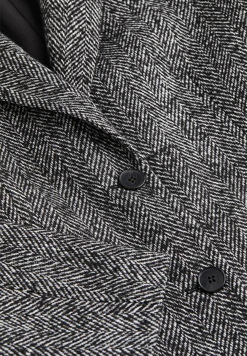 H&M - Oversized wool-blend jacket - grey/herringbone-patterned