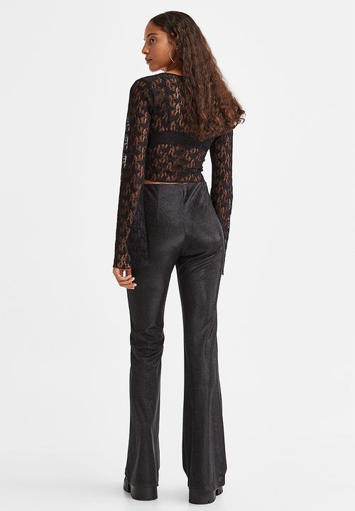 H&M - Glittery flared leggings - black