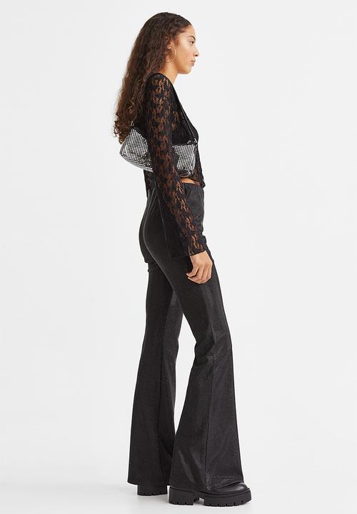 H&M - Glittery flared leggings - black