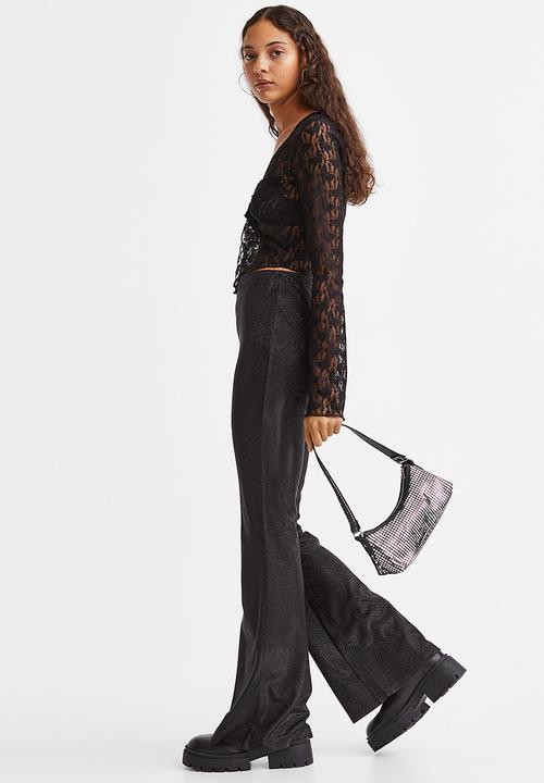 H&M - Glittery flared leggings - black