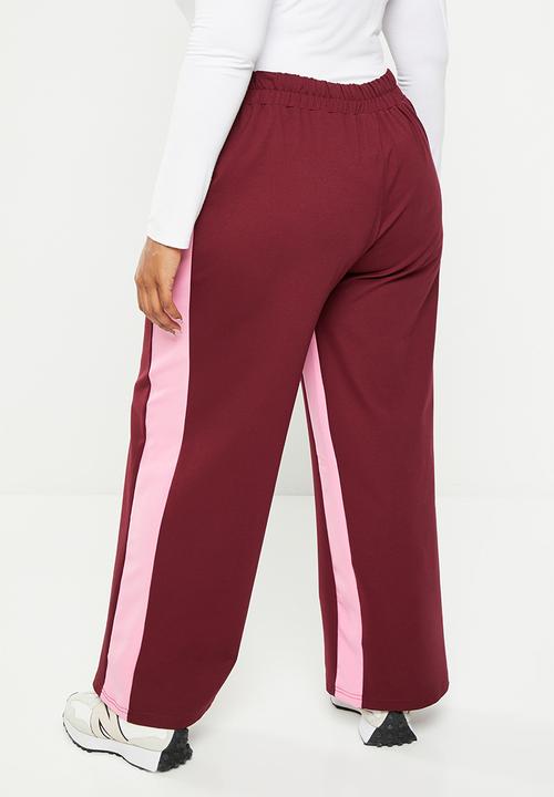 Me&B - Plus posh ponti pant - burgundy & pink