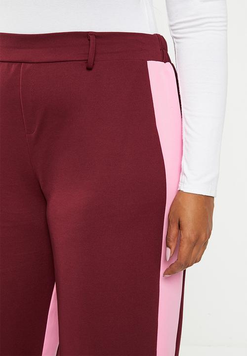 Me&B - Plus posh ponti pant - burgundy & pink