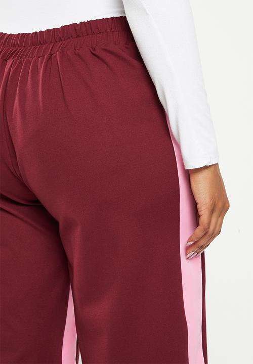 Me&B - Plus posh ponti pant - burgundy & pink