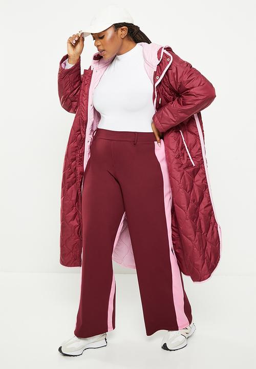 Me&B - Plus posh ponti pant - burgundy & pink