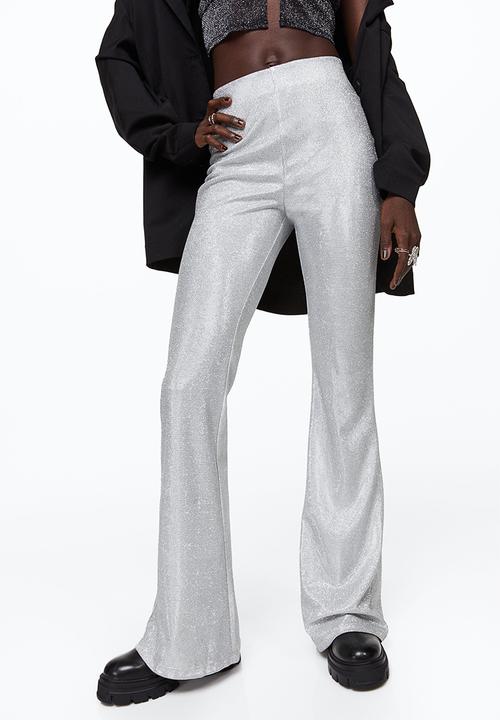 H&M - Glittery flared leggings - silver-coloured