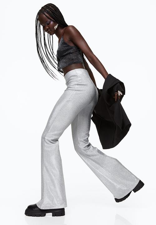 H&M - Glittery flared leggings - silver-coloured