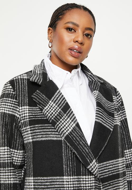 Me&B - Plus wool blend coat - black & white
