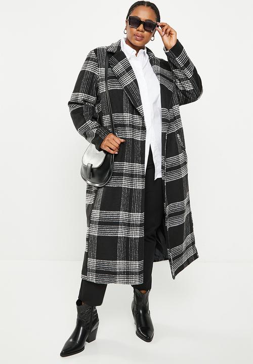 Me&B - Plus wool blend coat - black & white