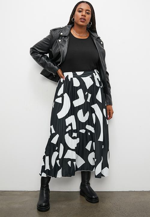 Superbalist - Modaxi pleated skirt - bold black and white mono 1