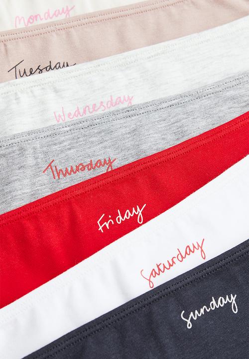 H&M - 7-pack hipster briefs - black/grey/pink/red/white