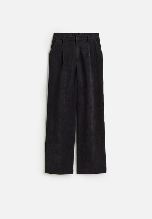 H&M - Wide corduroy trousers - black