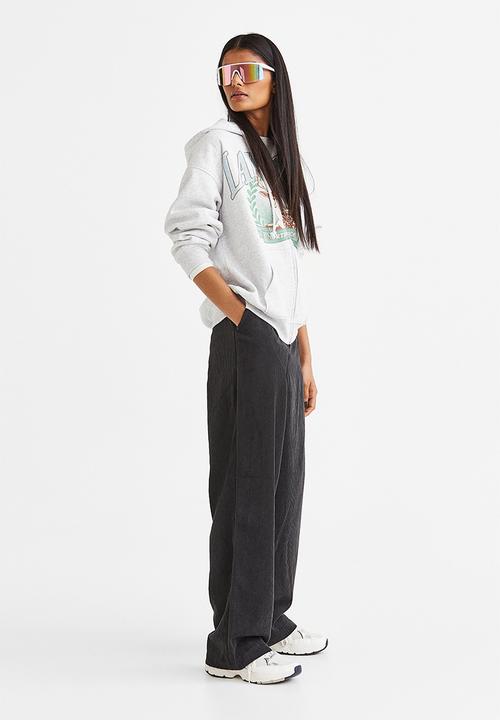 H&M - Wide corduroy trousers - black