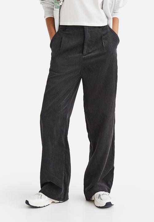 H&M - Wide corduroy trousers - black