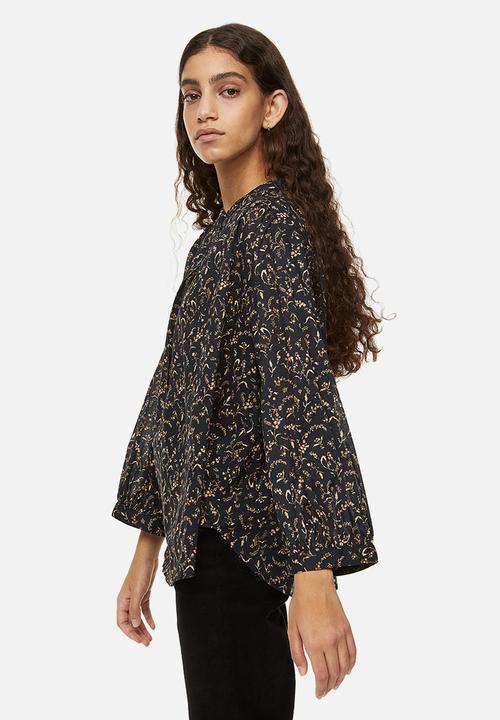 H&M - Cotton blouse - black/small flowers