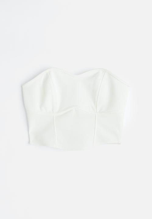 H&M - Cropped bandeau top - white