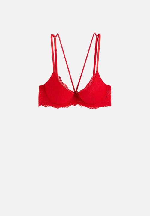 H&M - Lace push-up bra - red