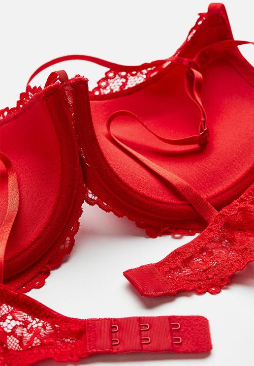 H&M - Lace push-up bra - red