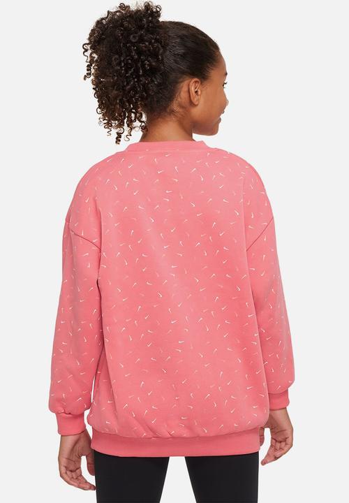 Nike - G nsw icon flc crew logo prnt - sea coral/white