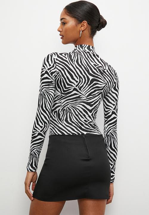 Blake - Grown on neck bodysuit - black & white 