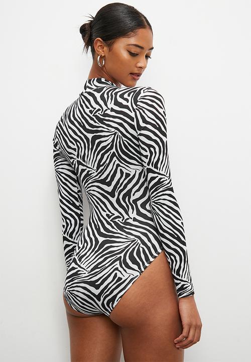 Blake - Grown on neck bodysuit - black & white 