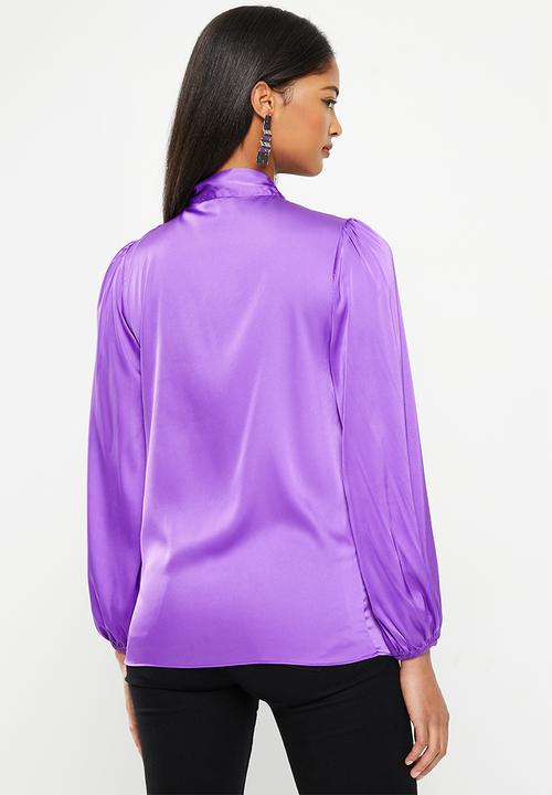 SISSY BOY - Appreciate all blouse with neck tie - purple