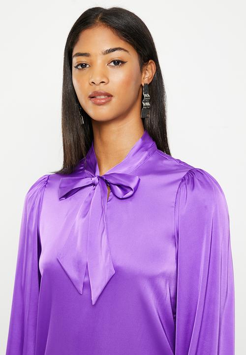 SISSY BOY - Appreciate all blouse with neck tie - purple