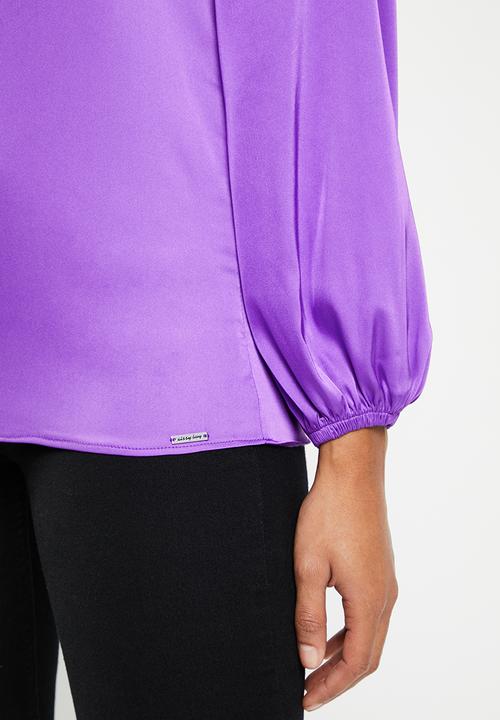 SISSY BOY - Appreciate all blouse with neck tie - purple