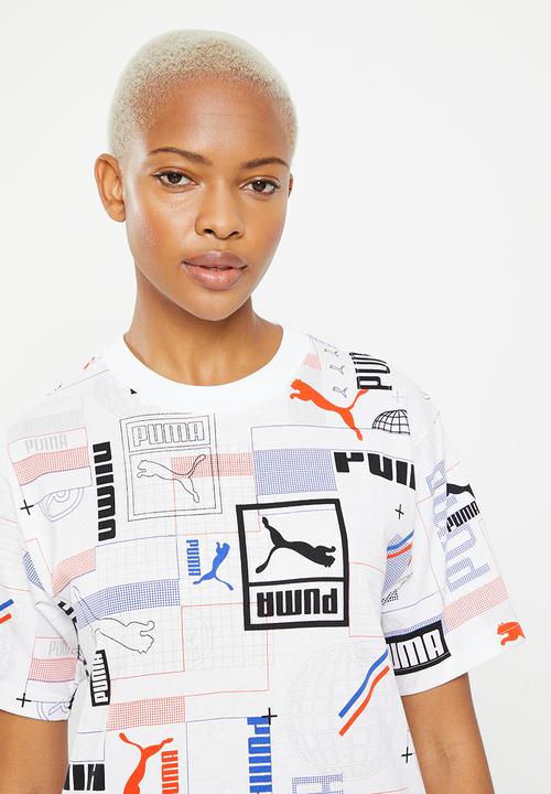 PUMA - Classics gen. puma aop tee - puma white aop