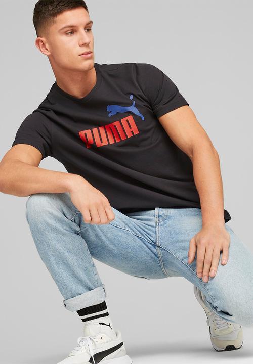 PUMA - Ess+ 2 col logo tee - puma black/warm earth