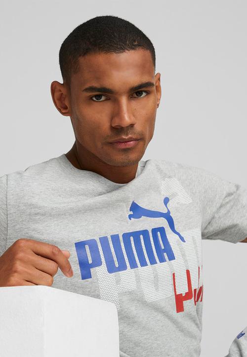 PUMA - Ess+ logo power tee - light gray heather