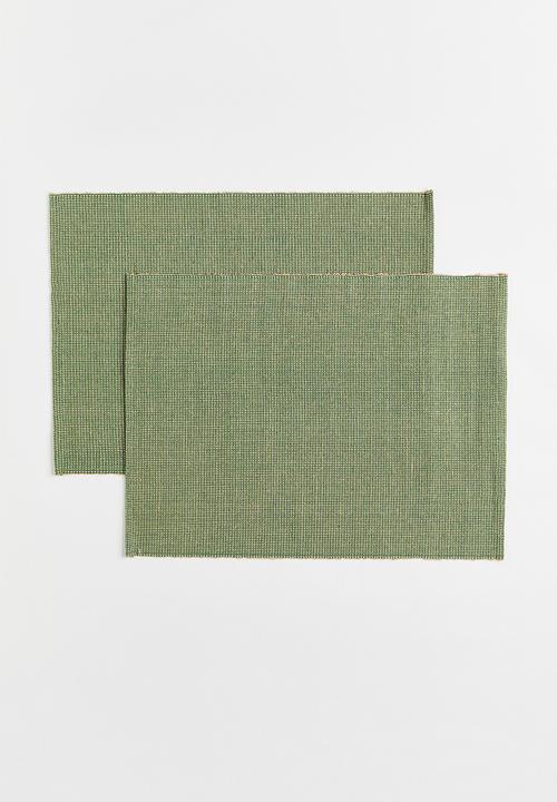 H&M - 2-pack jute-blend table mats - green