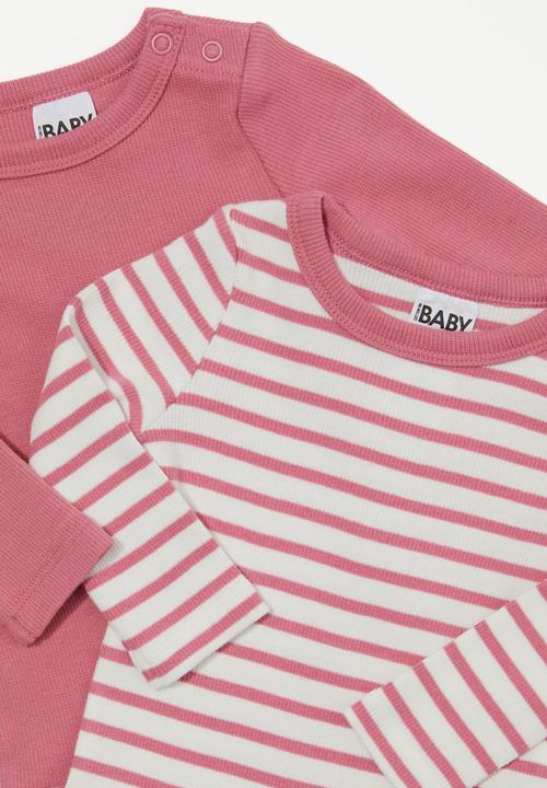 Cotton On - 2 Pack essentials long sleeve bubbysuit - very berry
