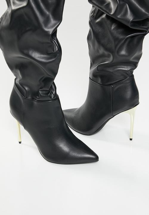 Plum - Crown stiletto boot - black