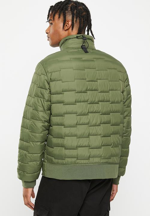 Aca Joe - Mens aca joe funnel neck logo embroidery  jacket puffer - rifle green