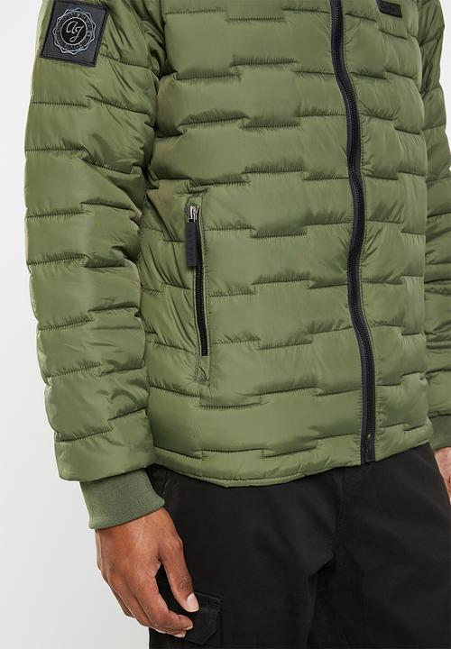Aca Joe - Mens aca joe funnel neck logo embroidery  jacket puffer - rifle green