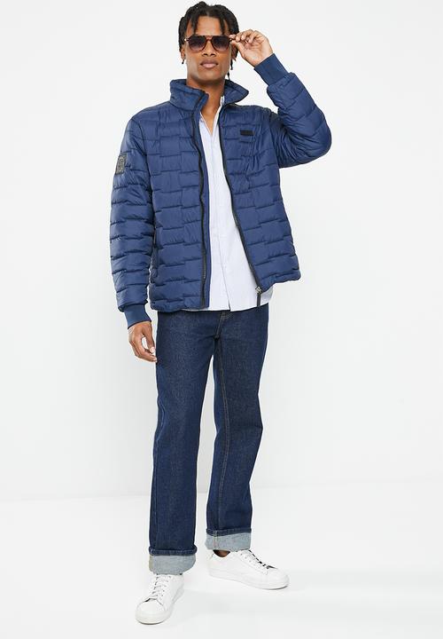 Aca Joe - Mens aca joe funnel neck logo embroidery  jacket puffer-dress blue