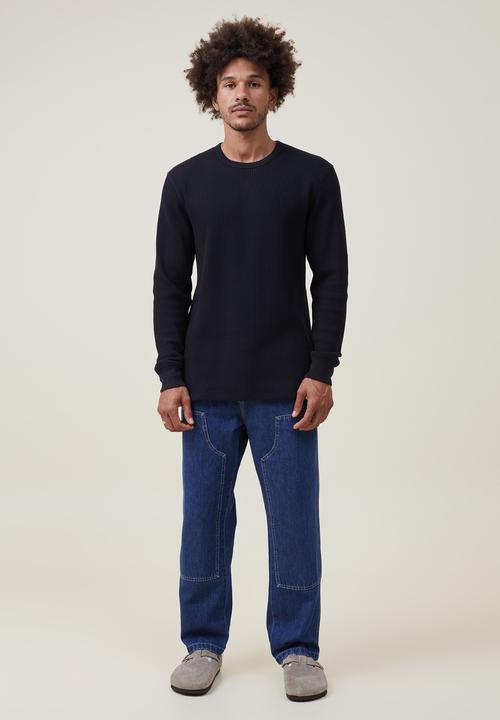 Factorie - Textured long sleeve T-shirt - washed black waffle