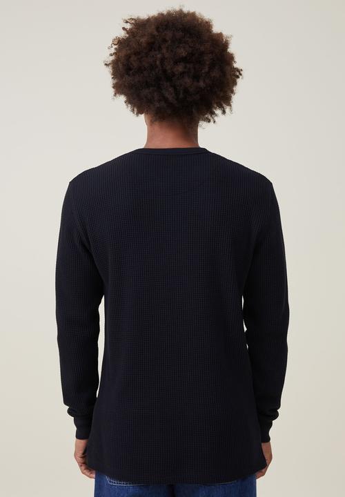 Factorie - Textured long sleeve T-shirt - washed black waffle