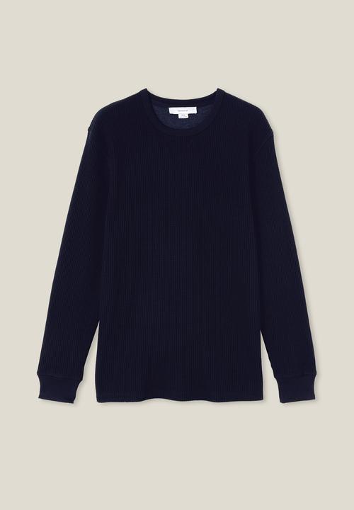 Factorie - Textured long sleeve T-shirt - washed black waffle