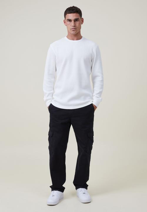 Factorie - Textured long sleeve T-shirt - white waffle