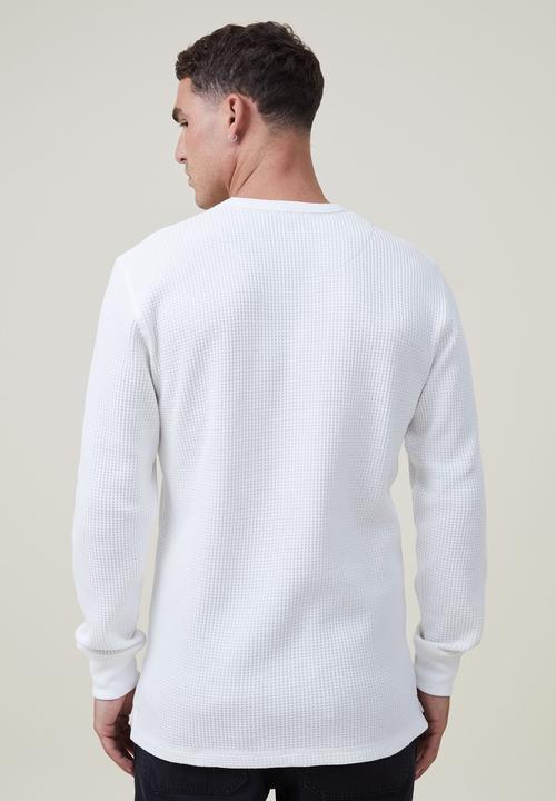 Factorie - Textured long sleeve T-shirt - white waffle