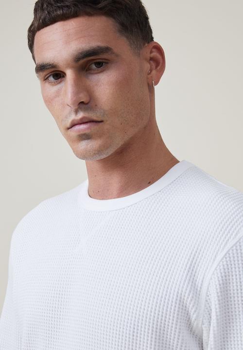 Factorie - Textured long sleeve T-shirt - white waffle