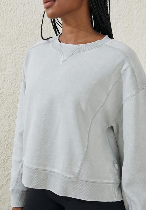 Cotton On - Active washed boxy crew jumper - washed aqua mist